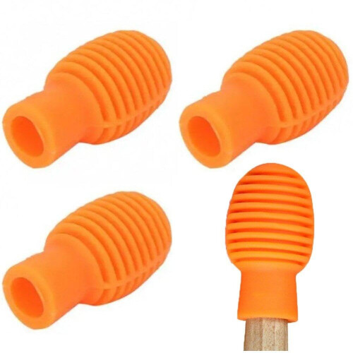 4Piece Drum Stick Exercise Tips Set, Drum Mute Switch, Silicone Drum Damper, Orange