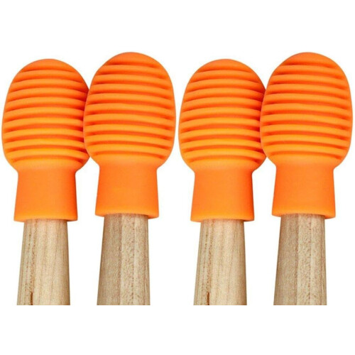 4Piece Drum Stick Exercise Tips Set, Drum Mute Switch, Silicone Drum Damper, Orange 2