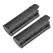 2 Pcs Vintage Floral Zinc Alloy Lighter Cases, Black, Elegant & Durable