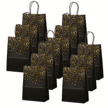 12 Pieces Krafts Paper Bags With Handle for Elegant Gifts-Black