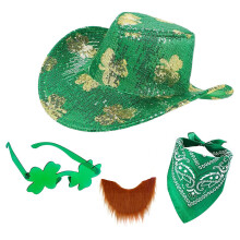 Lot de 3 chapeaux de cowboy LED pour la Saint-Patrick avec des