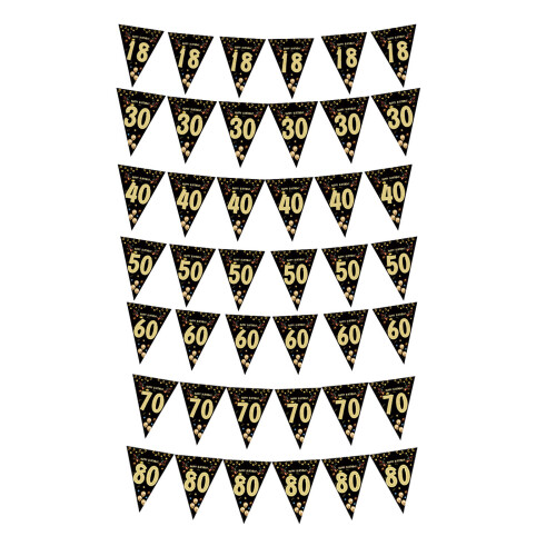 Black Gold Triangular Pennant Birthday Party-60 years old 1