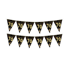 Schwarz-goldene Wimpelkette zum Geburtstag,-70 Jahre alt