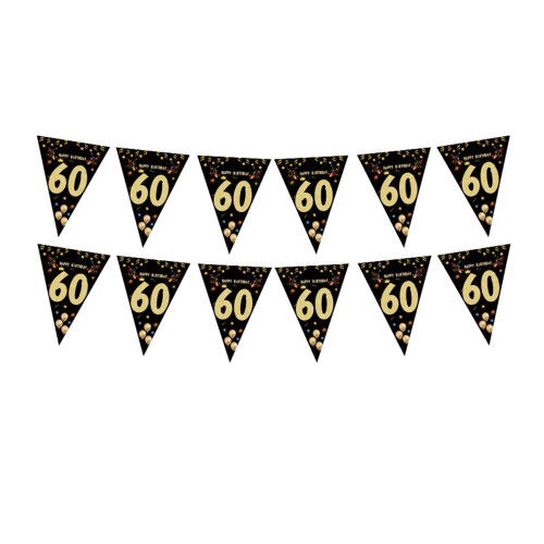 Black Gold Triangular Pennant Birthday Party-60 years old
