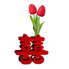 Double Happiness Character Ornament Chinese Wedding-red tulips
