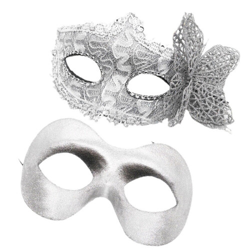 2pcs Elegant Butterfly Side Designs Masquerades Party-Silver