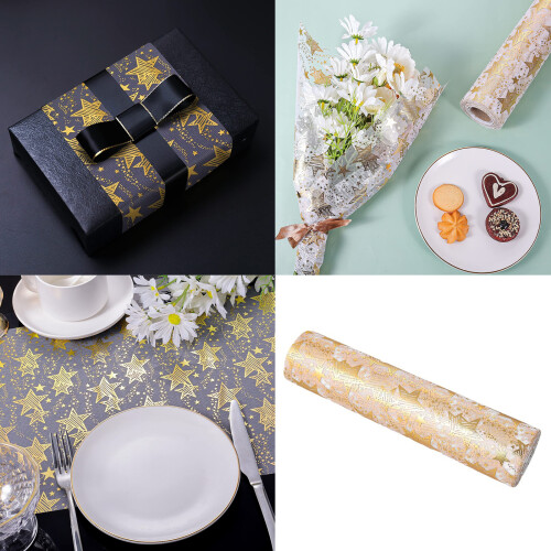 Shimmering Gold Star Table Runner for Birthday Parties Dining 2