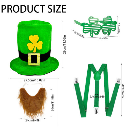 Patrick's Day Accessory Green Hat and Beard with Belt-Type D 2