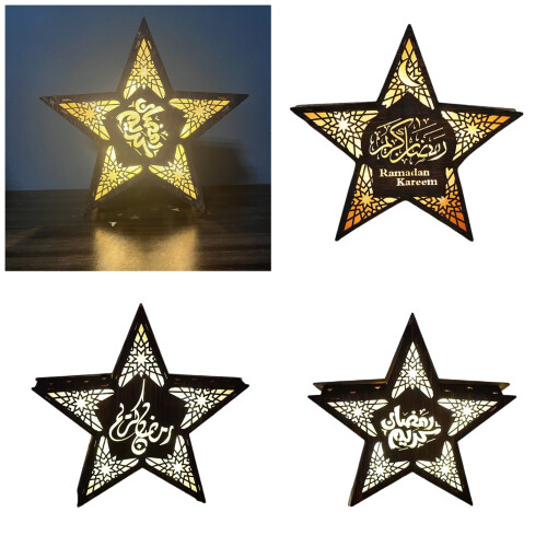 Decorative LED Light Wood Eid Decorative Lamp Star Shape Led-S 2