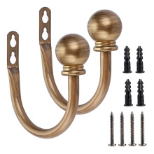 Decorative Curtain Hooks, Set Of 2 Brushed Nickel For Easy Installation, Premium Metallic Iron With Elaborate Baking Technology, Versatile Hooks For E