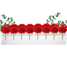 30cm Transparent Acrylic Rectangular Vase, Elegant Dining Table Decor for Home Wedding Decoration, Multipurpose Clear Floral Centerpiece