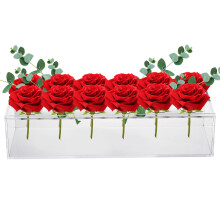 Innovative Clear Floral Centerpiece, Dining Table Decor for Home Wedding Decoration, 30cm Transparent Acrylic Rectangular Vase with Detachable Top