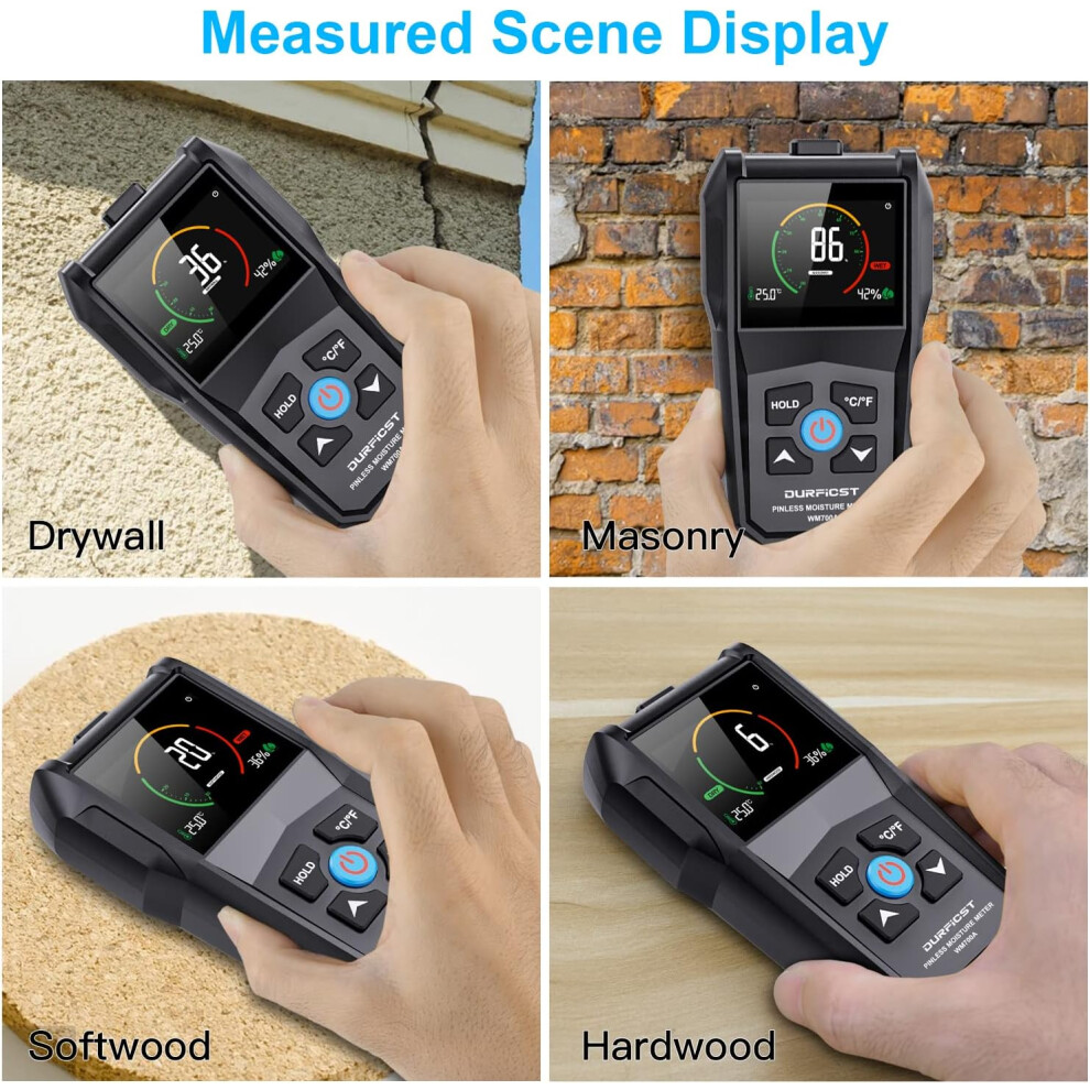 Pinless Moisture Meter, Non-Destructive Detection In Drywall, Wood And Masonry, Water Leak Detector With Backlit Lcd Display 9441426946939