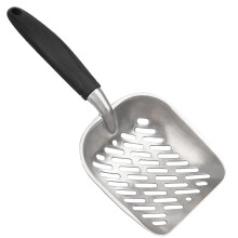 Cat Litter Scoop Durable Aluminum NonStick with Large 5mm Holes and Ergonomic Rubber Handle