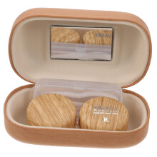 1 Set Portable Contact Lenses Case with Vintage Wood Grain for Travel