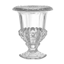 Pedestal Urn Vase Clear Glass Decorative Vase Featuring Vintage Etching Refined Craftsmanship For Flower Decoration Candle Holder Essential Oil Diffus