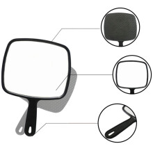 Salon Essential, Hand Mirror with Handle, Lightweight Black Frame, Large Reflection Surface for Professional Hair Styling