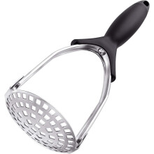 Enkel press i köket, slitstark konstruktion i rostfritt stål med platsbesparande upphängningshål och bekvämt grepp, ergonomiskt handtag för