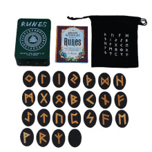 Witch Runes, Rune Set Made of Wood, Mythology Runes with Manual and Bag
