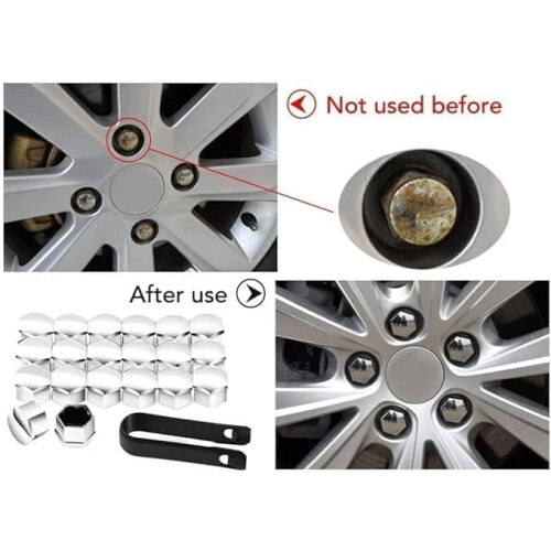 Wheel Nut Covers 19mm Hexagonal Red 20Pack DustProof Auto Hub Screw Protector 1