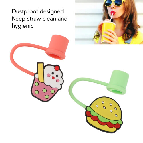 6Pcs Silicone Straw Caps, Reusable Eco-Friendly Dustproof Tip Covers 2