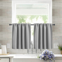 Elegant Grey Blackout Curtains, Thermal Insulated Privacy Protection for Bedroom Living Room Windows, Water-resistant Fabrics, 2 Panels Set