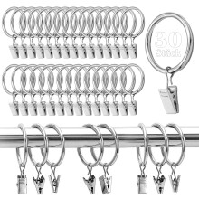 Acessórios elegantes para cortinas, argolas de metal resistentes com presilhas, ganchos de aço inoxidável para facilitar a instalação de