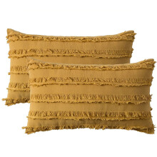 Chic Tassel Throws Pillow, Boho Decorative Pillows with Exquisite Design, Yellow Tassel Bolster for Bedroom Living Room, 2 Pieces Set