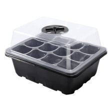 Reusable Plastic Seed Starting Tray, Indoor Plant Growth System with Clear Cell Tray and Drain Hole for Seed Starter Kit, Adjustable Humidity Dome Com