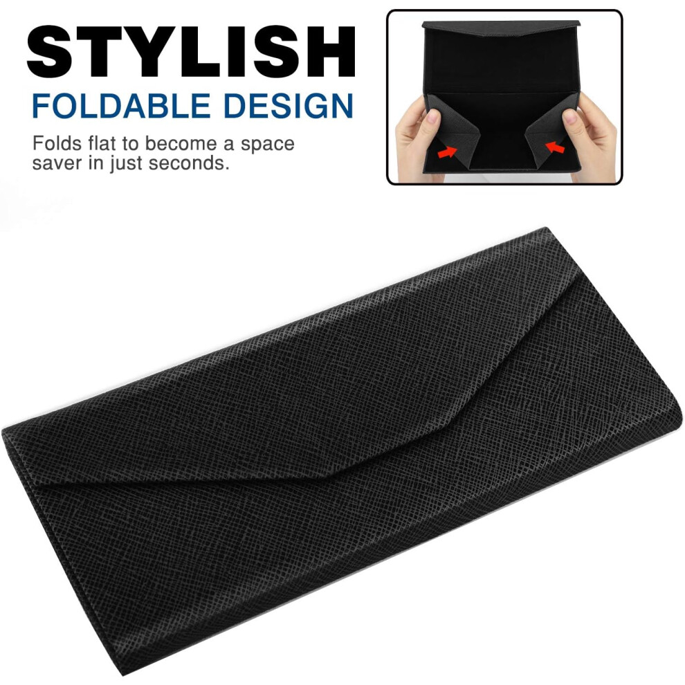 Eyeglass Case for Men and Women, Magnetic Closure Foldable Design Hard Shell Sunglass Holder with Soft Lining, Triangular Shape Portable Eyewear