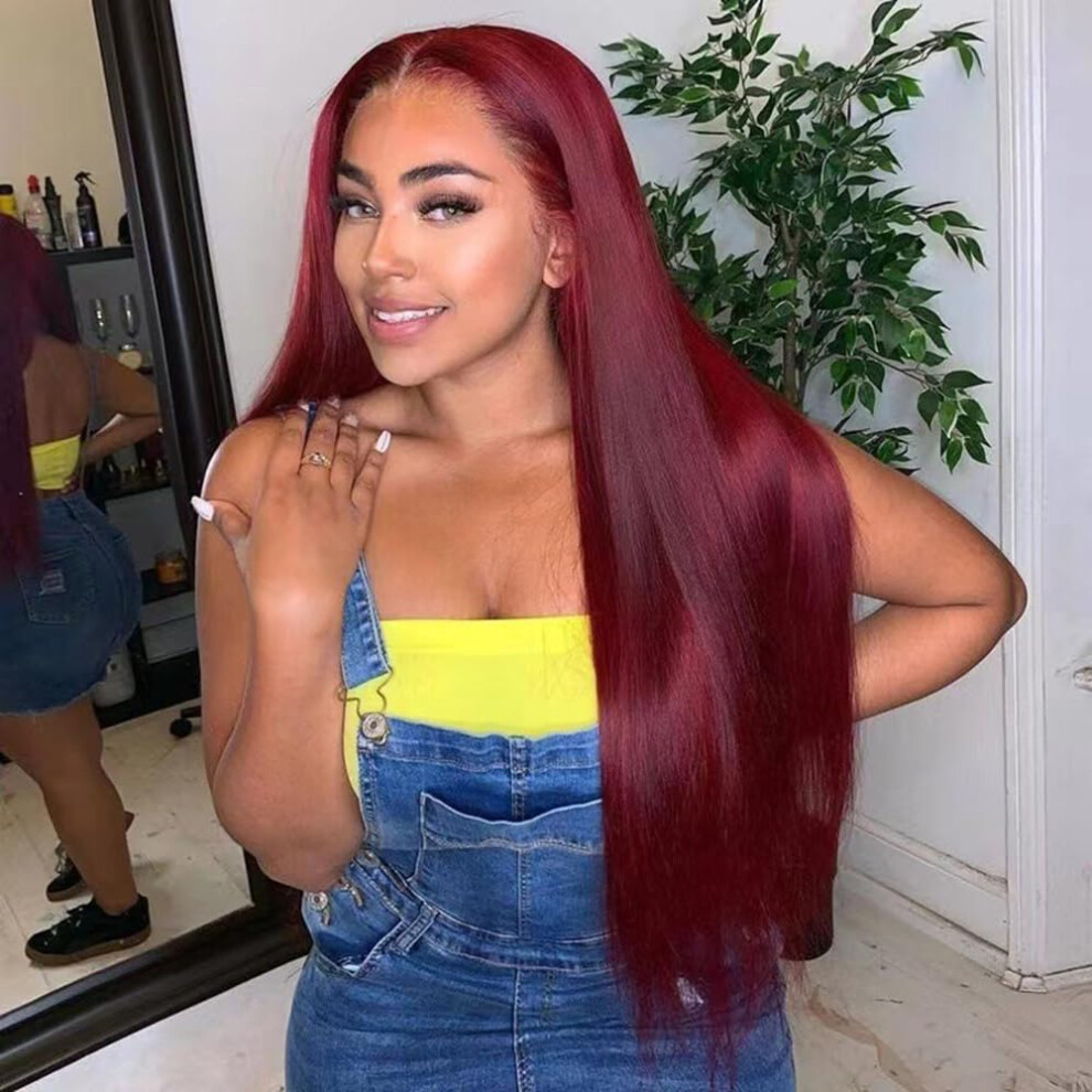 Red Lace Front Wigs For Women 24Inch NaturalLooking HeatResistant Fiber Wig For Daily Party Cosplay