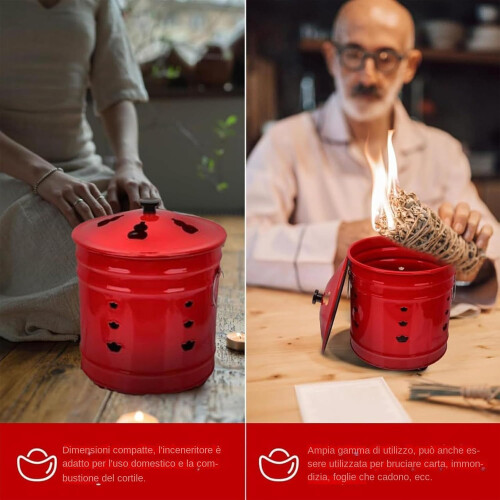 Barrel Burner With Lid For Outdoors Ergonomic Handle Non Spark Bucket 2