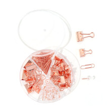 Multifunction Paper Clips Binder Clips Push Pins Set - Rose Gold, 65pcs
