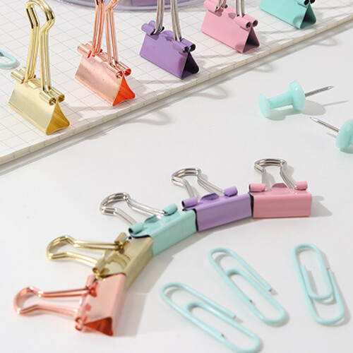 Multifunction Paper Clips Binder Clips Push Pins Set - Rose Gold, 65pcs 2