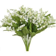 Fleurs de clochettes blanches artificielles en plastique écologique, parfaites pour embellir les espaces intérieurs et extérieurs.