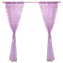 Semi-Transparent Willow Leaf Pattern, Printed Tulle Curtain Offers Natural Beauty And Privacy Protection In Your Home