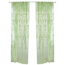 Machine Washable, Leaf Curtains Elegant Touch With Sheer Voile Material For Nature Inspired Spaces, Hand-Painted Pattern Glittering Shimmer In Multipl