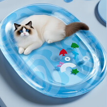 Water mat for cats, dog water play, PVC thickened sensory cooling mattress, comfortable, inflatable, light blue L