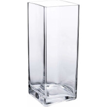 Decorative Vase for Centerpiece Use, Handcrafted Glass Vase with Weighted Base, Clear Glass Square Vase for Home Décor and Wedding Planning, Brown