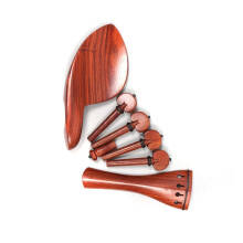 Accessory set for violin and fiddle, mahogany, complete accessory set, tailpiece, pianoshaped pegs, endpin, chin rest