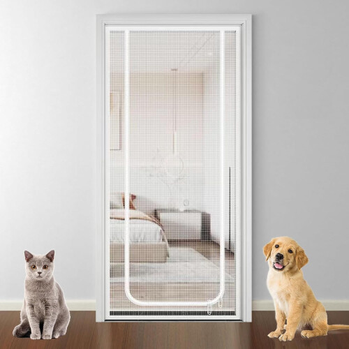 Cat Safety Gate with Adjustable Mesh Screen, EscapeProof Zipper for Doors and Pet Barrier Use 2