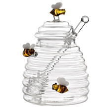 Honey Pot with Cute Honeybees 500ml Jar with Dipper and Lid Cover Ref: 3224