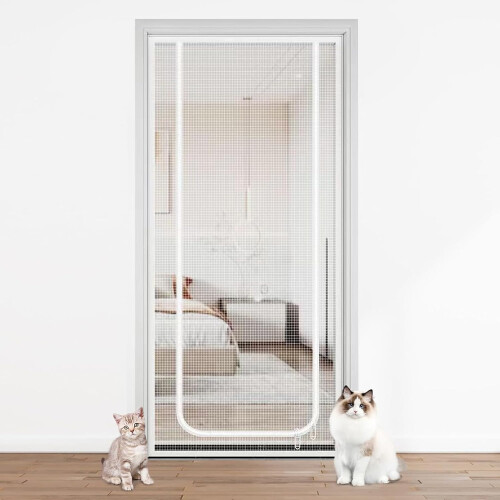Cat Safety Gate with Adjustable Mesh Screen, EscapeProof Zipper for Doors and Pet Barrier Use 1