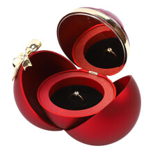 Elegant Rose Embellished Sphere Rings Box For Engagement Or-Red
