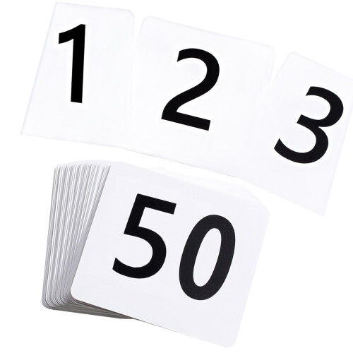 Clear Visibility Double Sided-1 to 50 black text on white