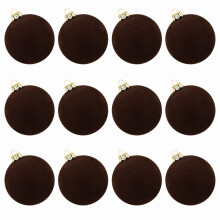 Portable 12pcs Sturdy Flocking Christmas Tree-pure coffee