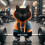 Statues de chats avec haltères de levage, décorations de-Gris 3