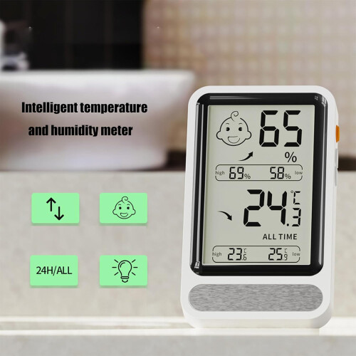 Small Digital Hygrometer Thermometers With Backlit Display Max Min Temperature Records Wall Mountable Display White 1