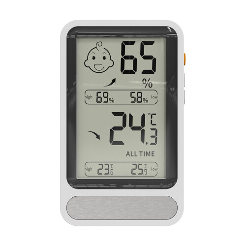 Small Digital Hygrometer Thermometers With Backlit Display Max Min Temperature Records Wall Mountable Display White