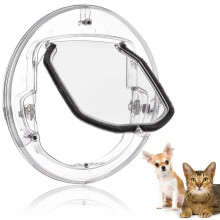 Cat Flap for Glass Doors, Transparent 4 Way Latch, Pet Door for Cats and Small Dogs, Pet Door for Sliding Glass Door, Glass Window, Screen Window